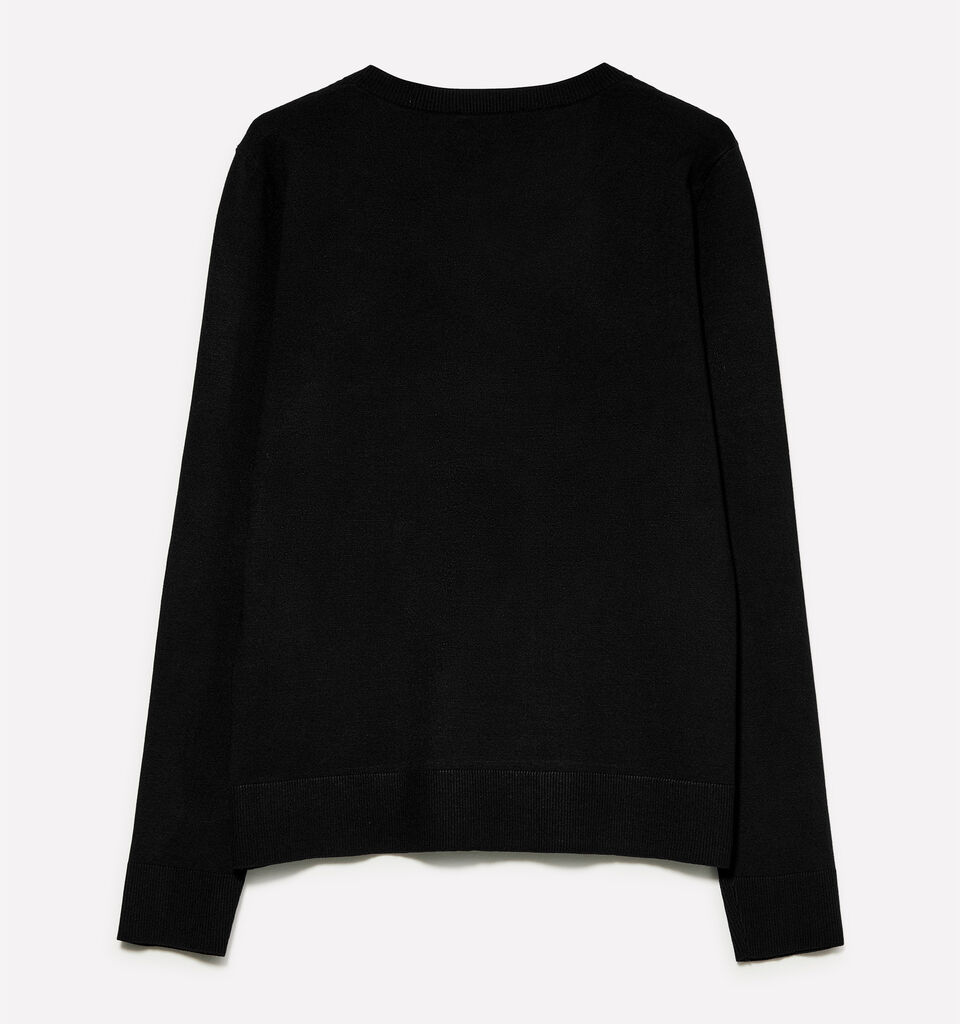 Black crew neck top - women's crew neck sweaters - Black | Sisley image number 2